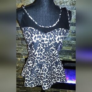 Leopard Print Peplum Top Size XL